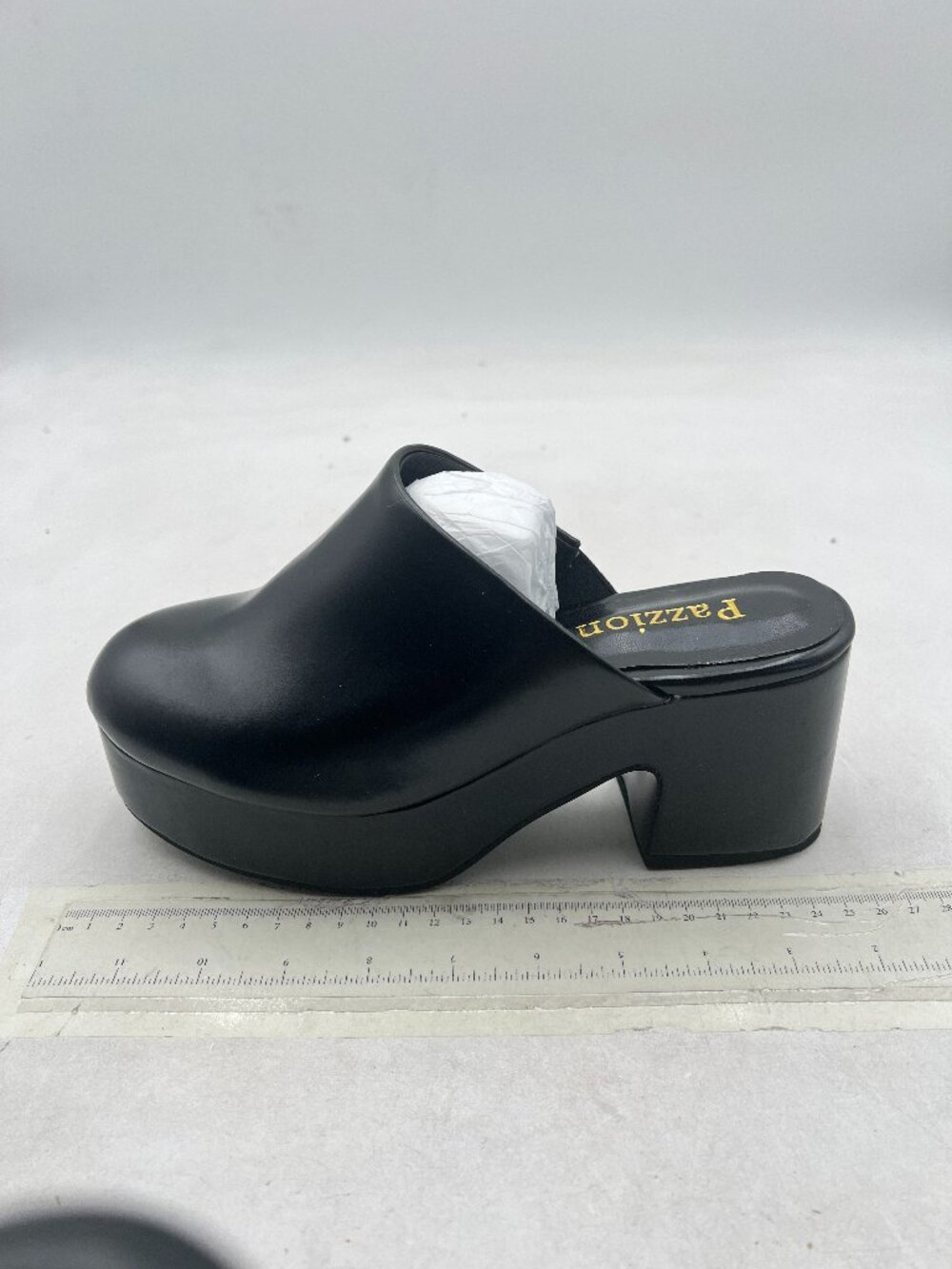 Pazzion Black Platform Round Toe Mule Clogs Slip On Chunky High Heels Slippers - Picture 2 of 8